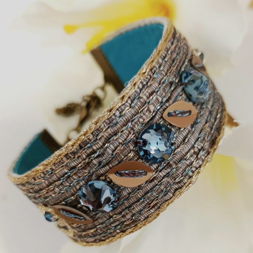 Bracelet bleu marine et or